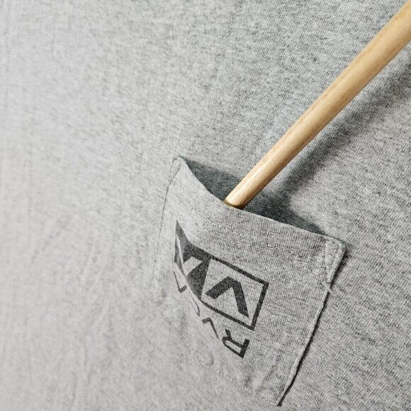 RVCA Industrial Tee Gray T-Shirt Pocket Logo Short Sleeve Casual Outdoor Mens L - Picture 3 of 10